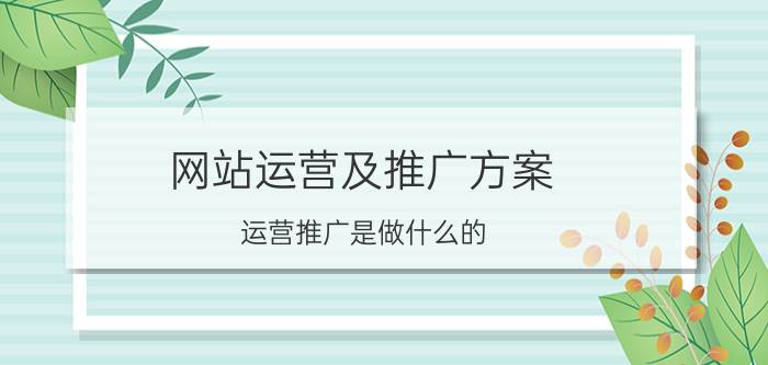 网站运营及推广方案 运营推广是做什么的？